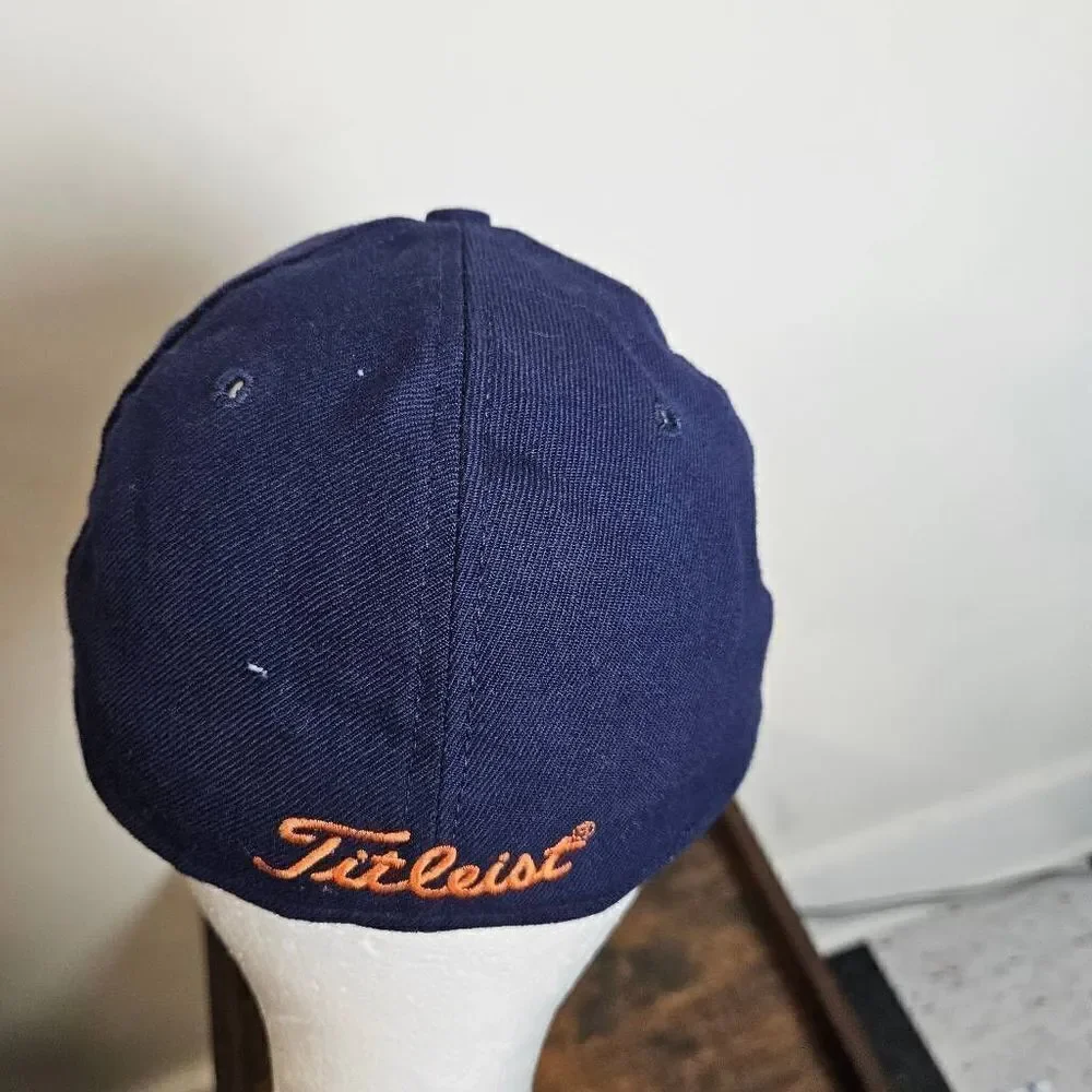 VINTAGE New Era Titleist FJ Fitted Golfing Hat Cap 7 1/8 Made in USA Navy Blue O